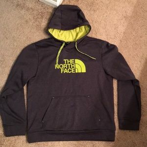 North face lime green & gray hoodie, size M